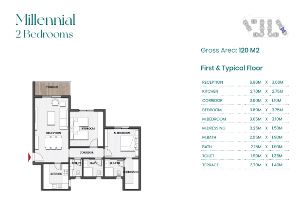Floor plan for apartment at The North Park-ICity New Cairo