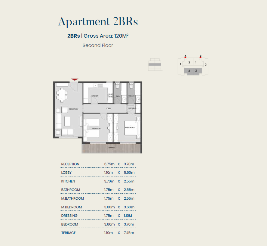 Floor plan for apartment at Aliva Mountain View Mostakbal City