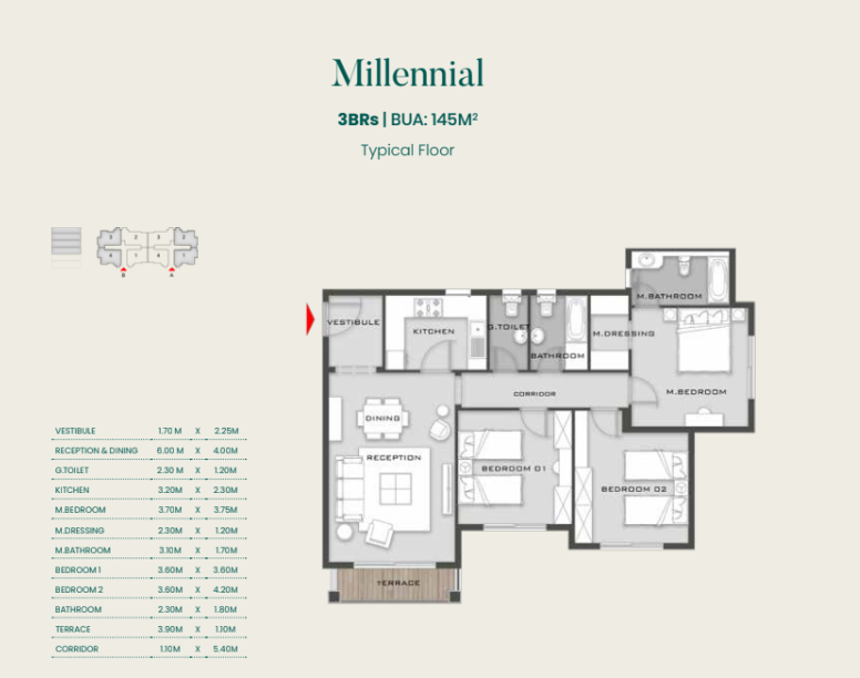 Floor plan for apartment at Aliva Mountain View Mostakbal City