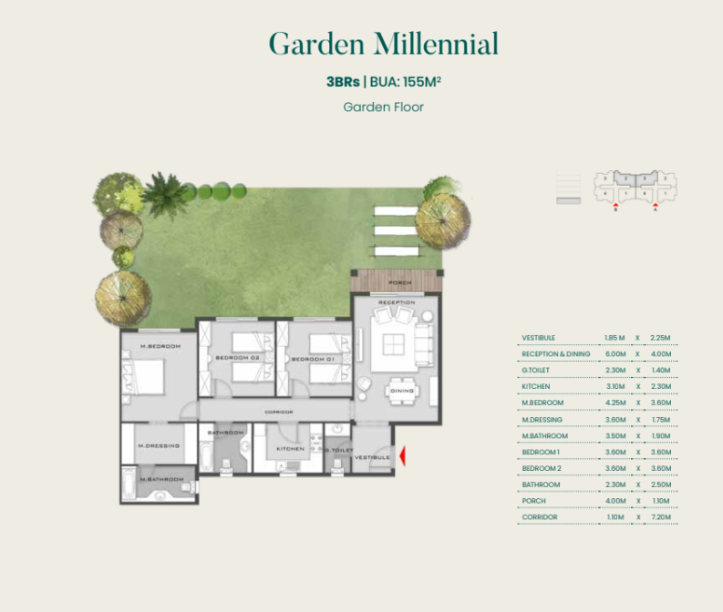 Floor plan for apartment at Aliva Mountain View Mostakbal City