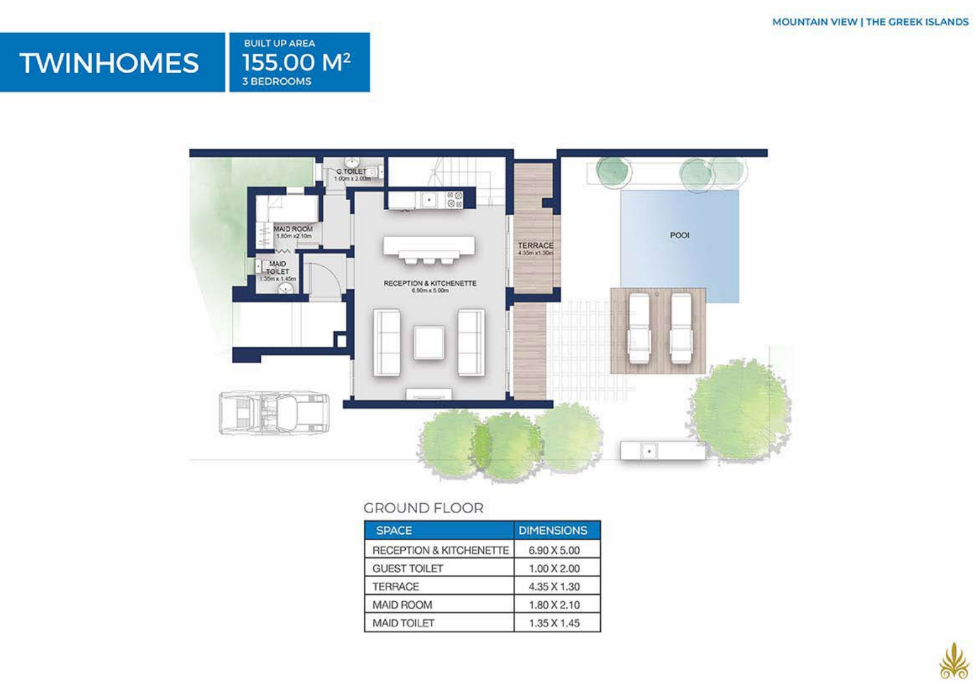 Floor plan for apartment at Aliva Mountain View Mostakbal City