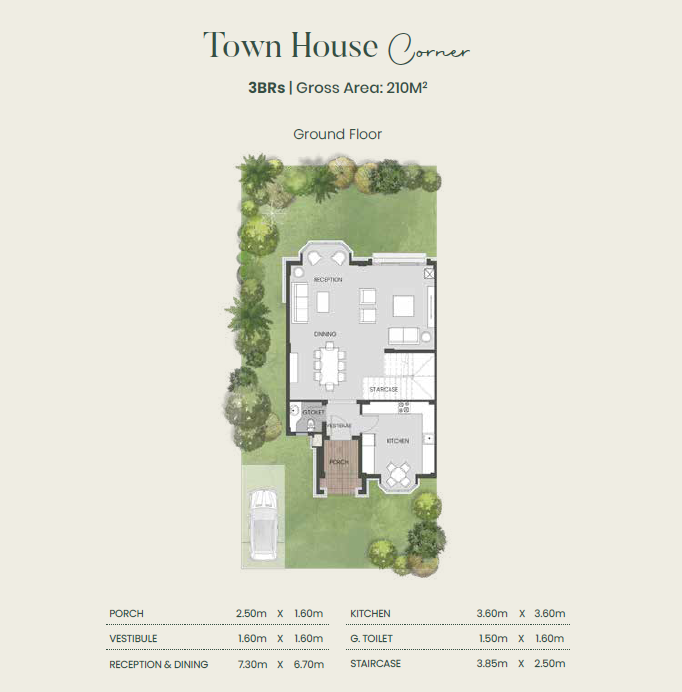 Floor plan for townhouse at Aliva Mountain View Mostakbal City