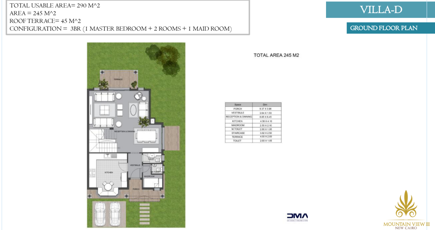 Floor plan for villa at Mountain View 3