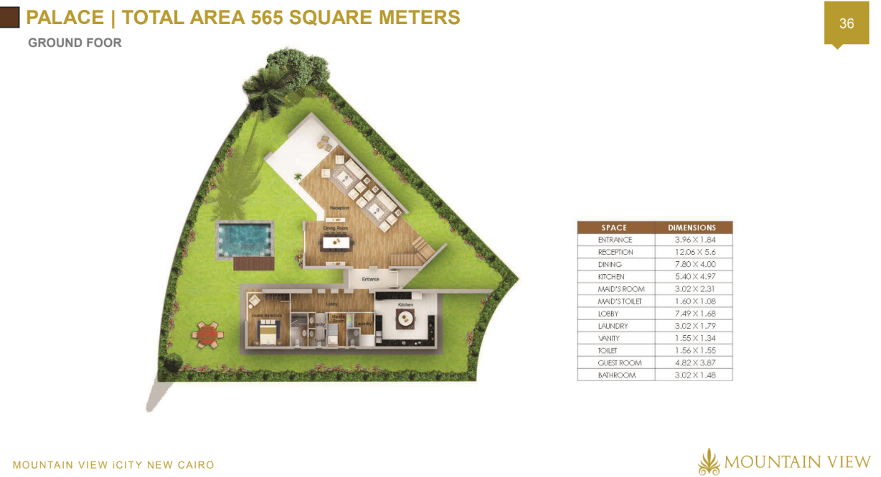 Floor plan for villa at Club Park- ICity New Cairo