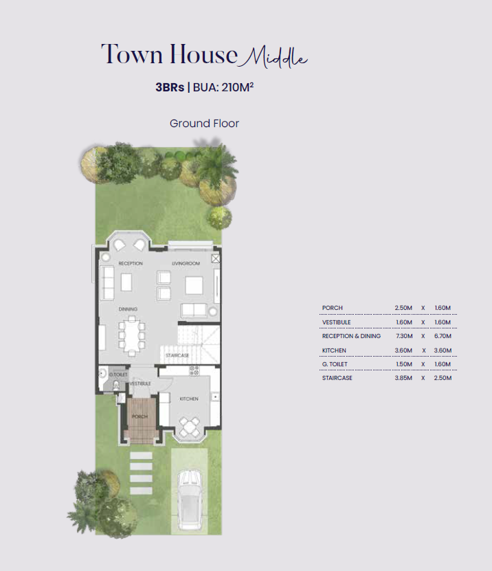 Floor plan for townhouse at Aliva Mountain View Mostakbal City