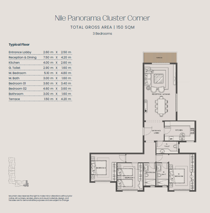 Floor plan for apartment at Jirian - Mountain View