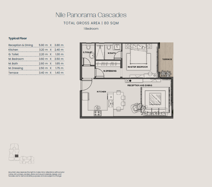 Floor plan for apartment at Jirian - Mountain View