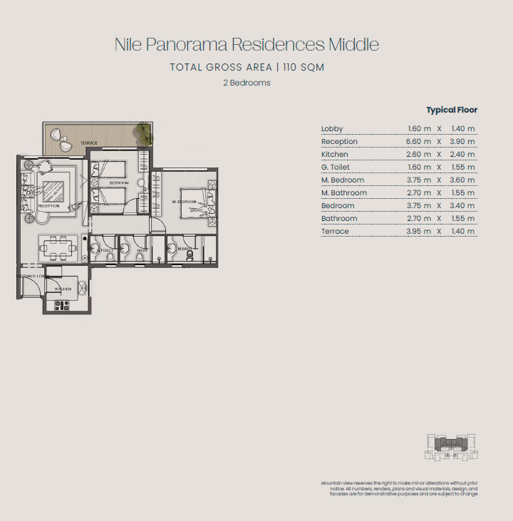 Floor plan for apartment at Jirian - Mountain View