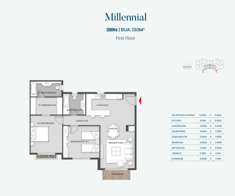 Floor plan for apartment at Aliva Mountain View Mostakbal City