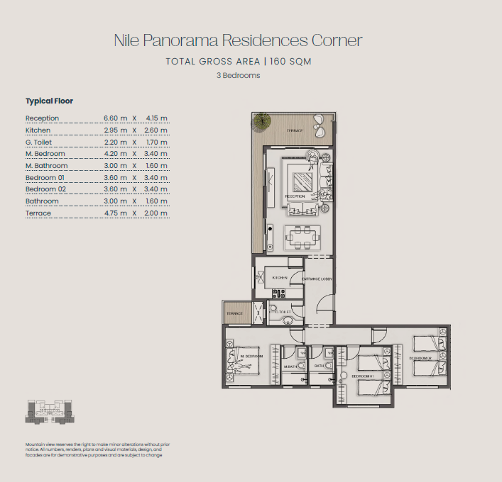 Floor plan for apartment at Jirian - Mountain View
