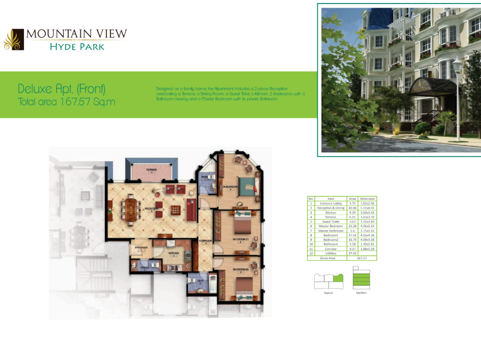 Floor plan for apartment at Mountain View Hyde Park
