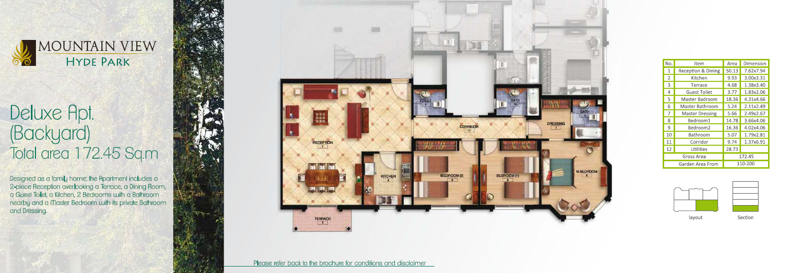 Floor plan for apartment at Mountain View Hyde Park