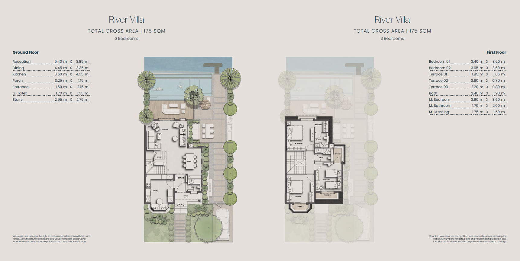 Floor plan for villa at Jirian - Mountain View