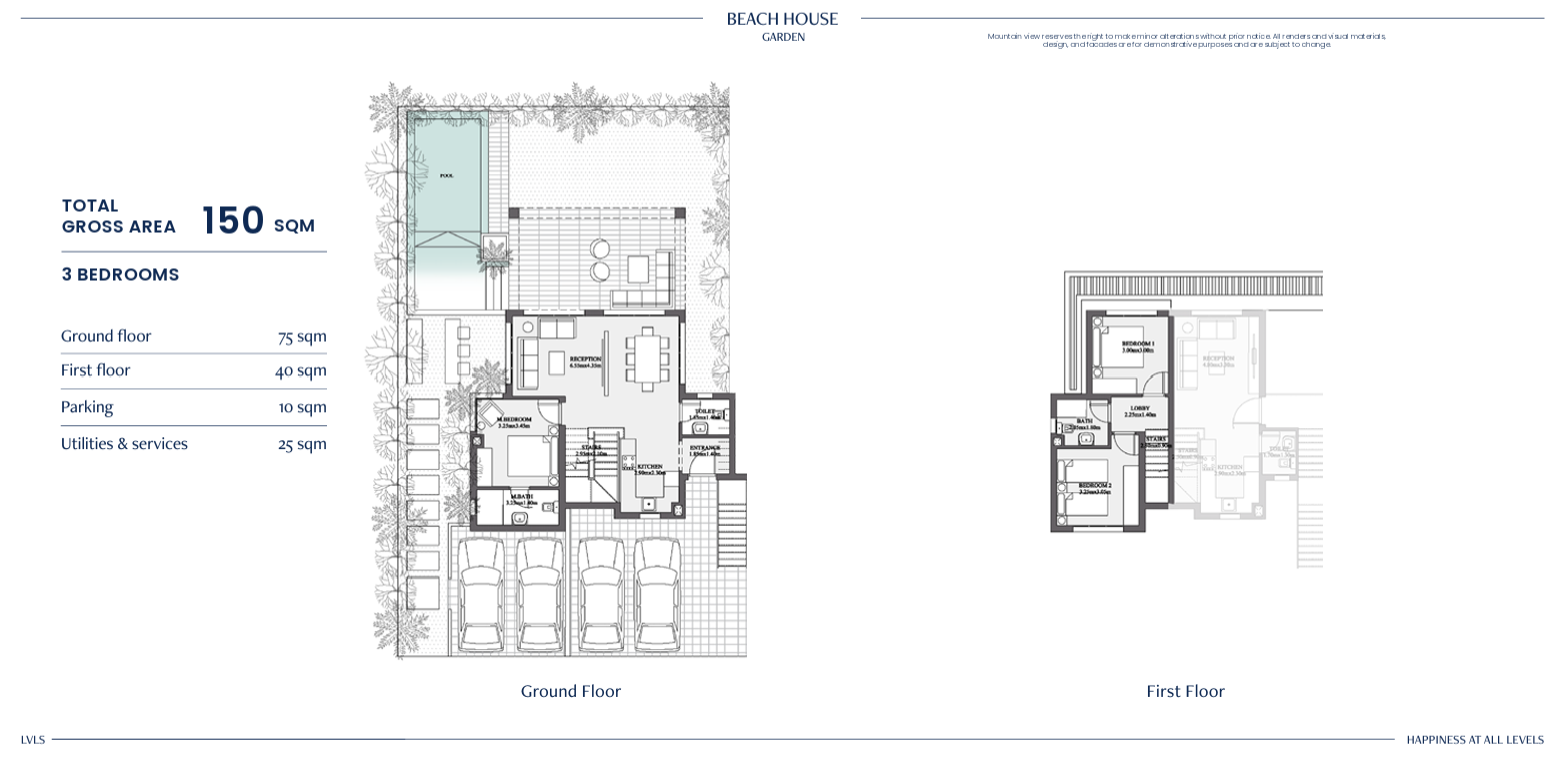 Floor plan for duplex at The Beach Top-LVLS