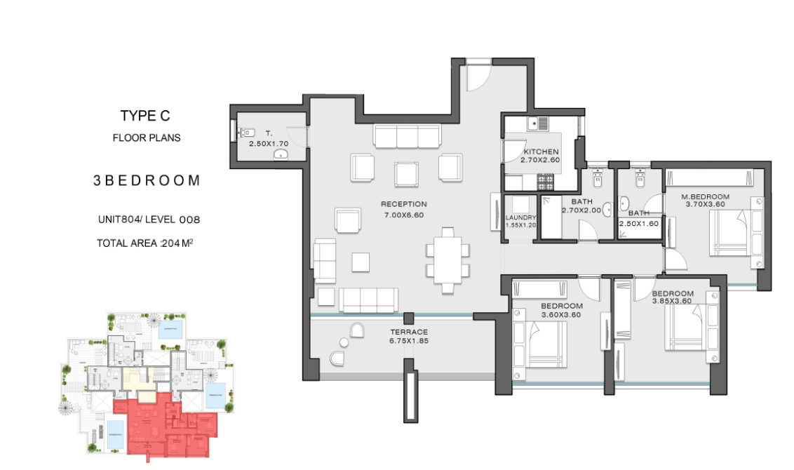 Floor plan for apartment at Atika