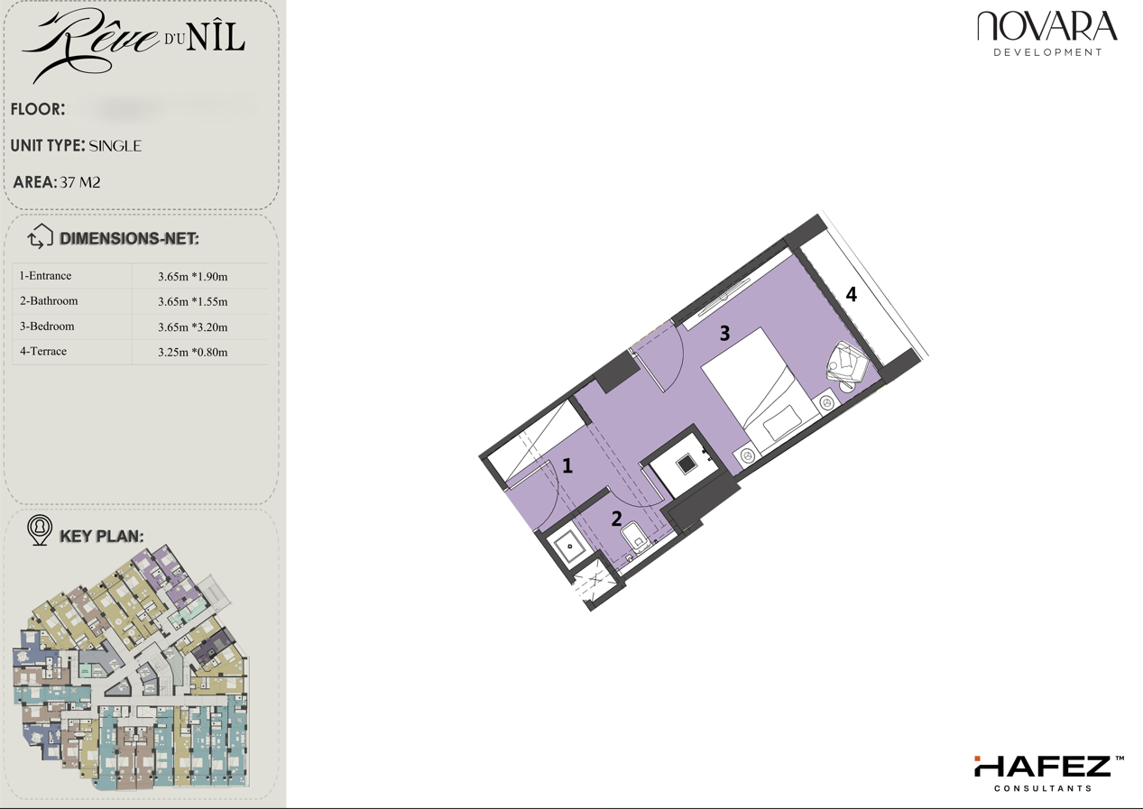 Floor plan for studio at Reve Du Nil