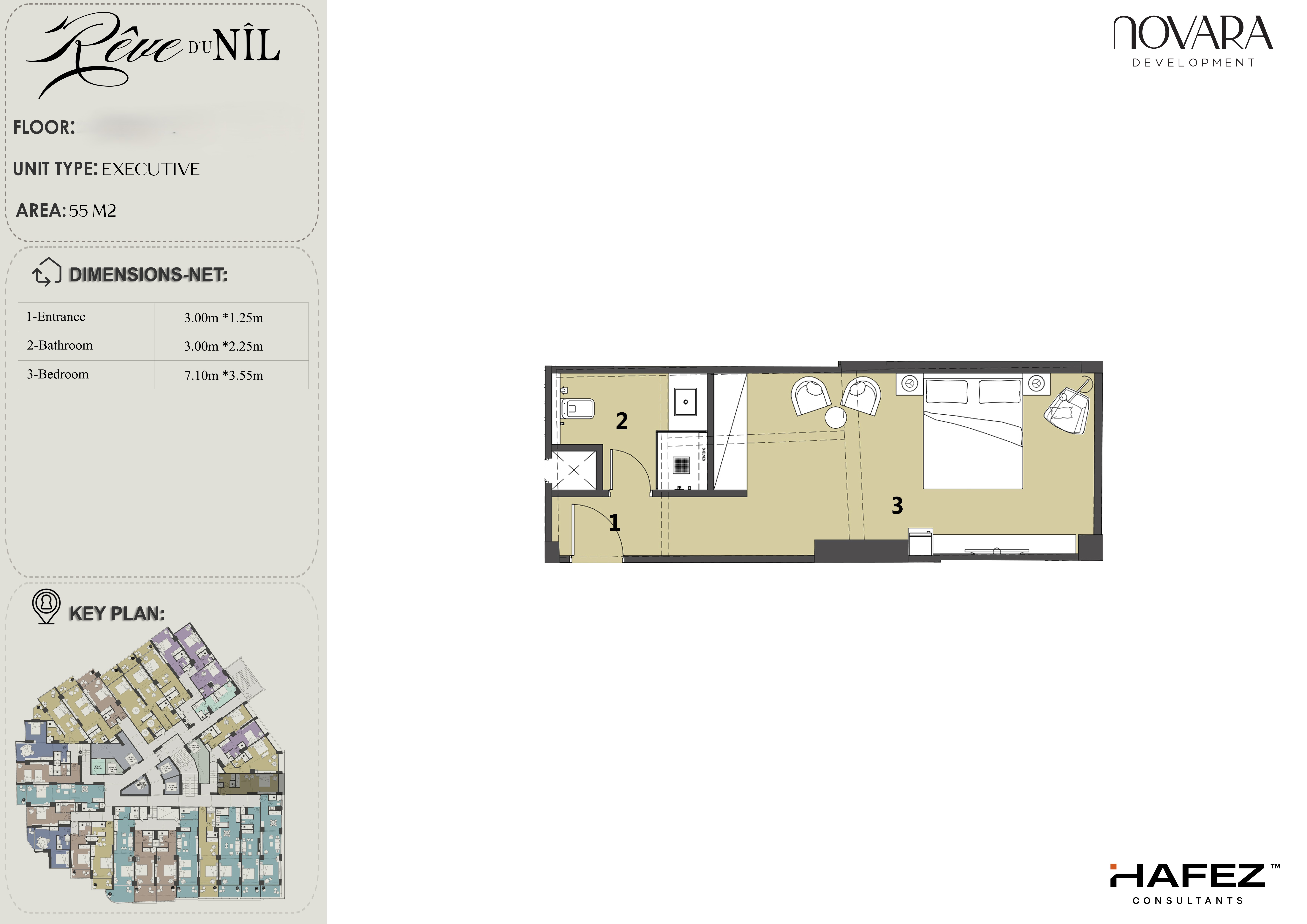 Floor plan for studio at Reve Du Nil
