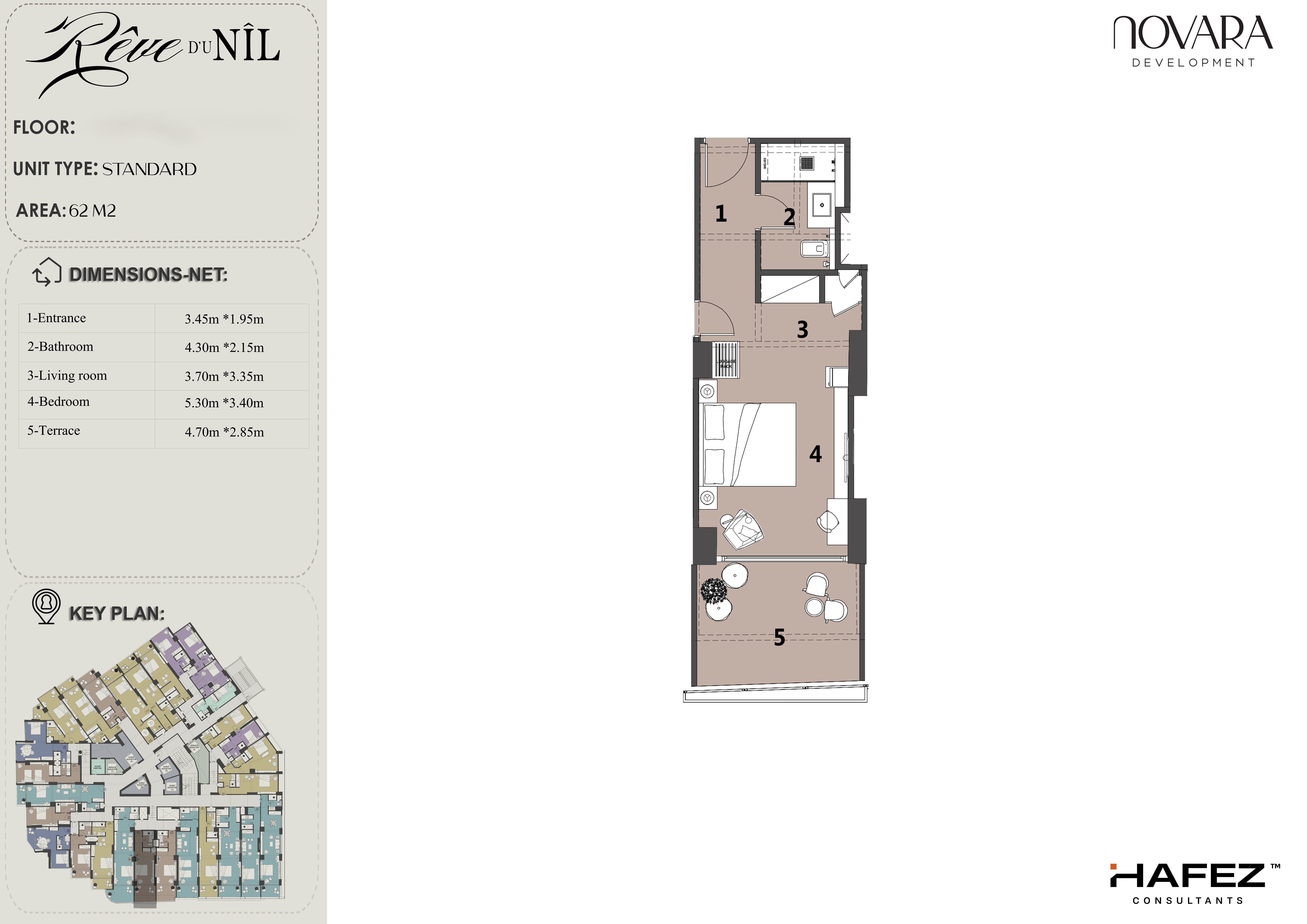Floor plan for studio at Reve Du Nil