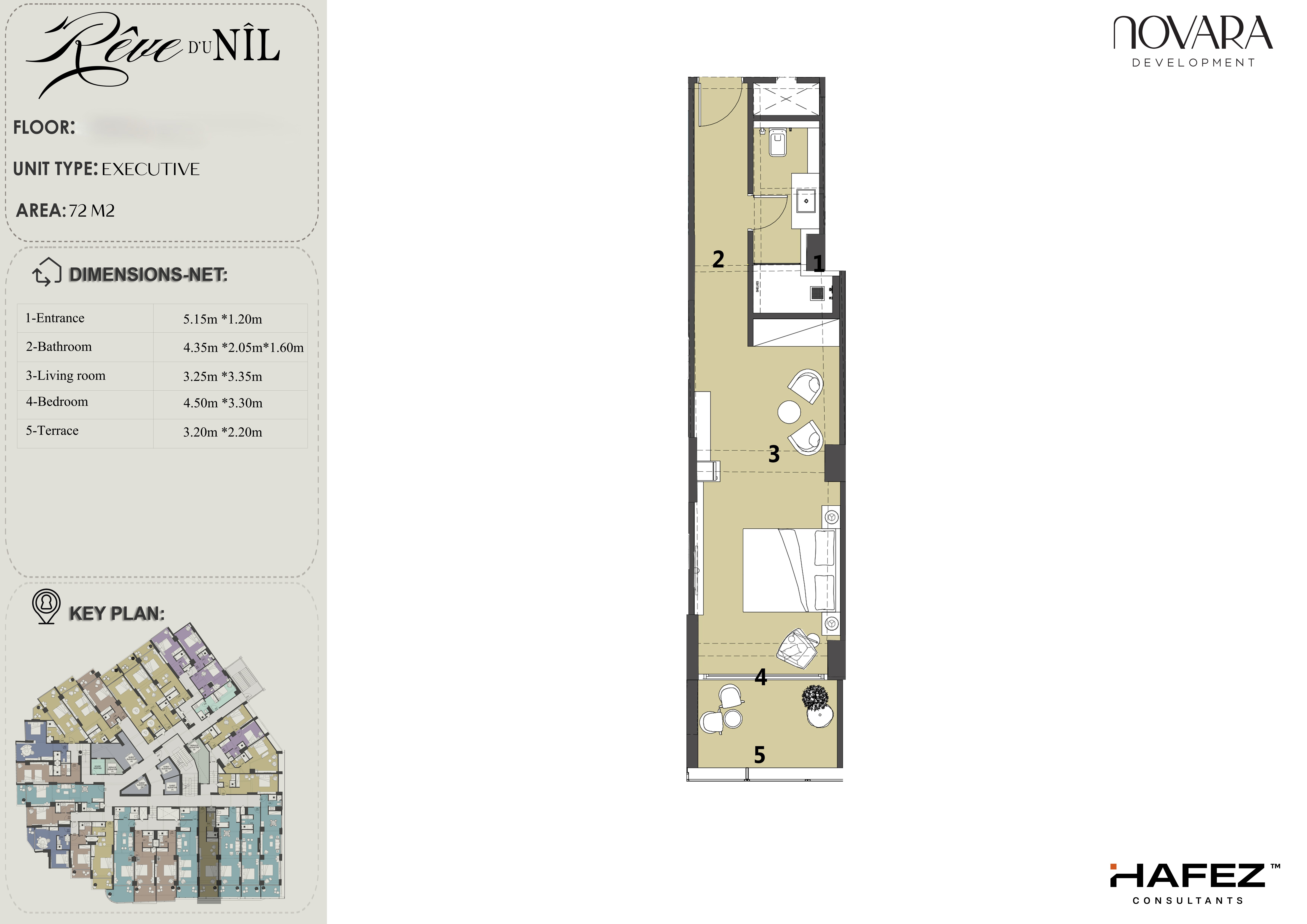 Floor plan for studio at Reve Du Nil