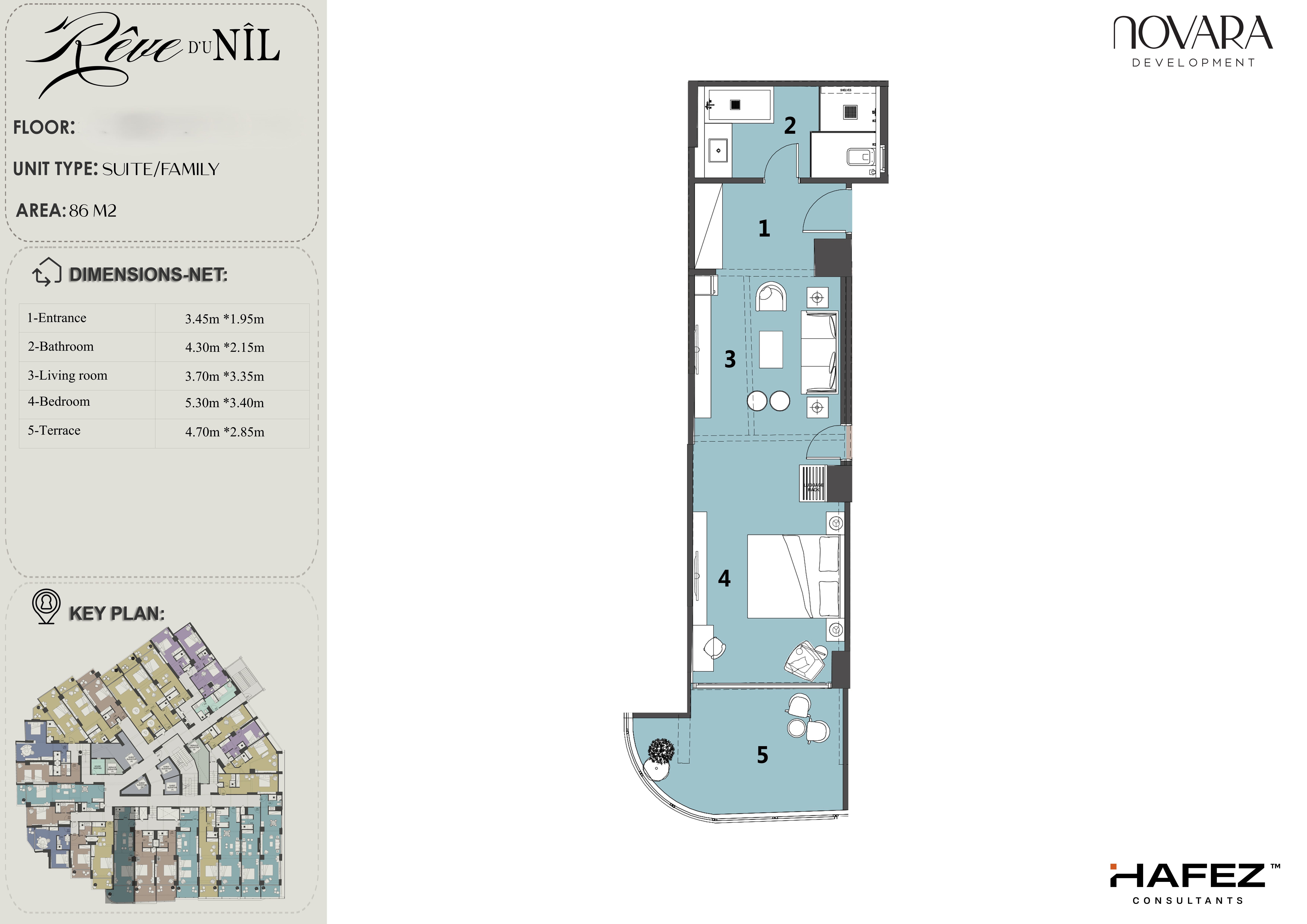 Floor plan for studio at Reve Du Nil