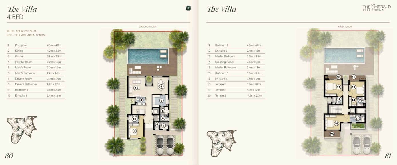 Floor plan for villa at The Emerald Collection - Zed East