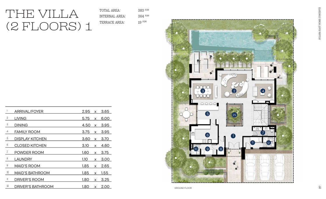 Floor plan for villa at Solana East