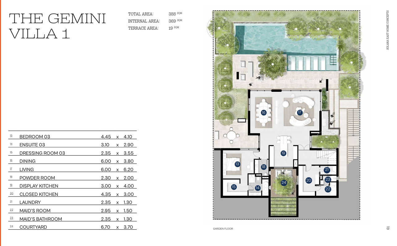 Floor plan for villa at Solana East