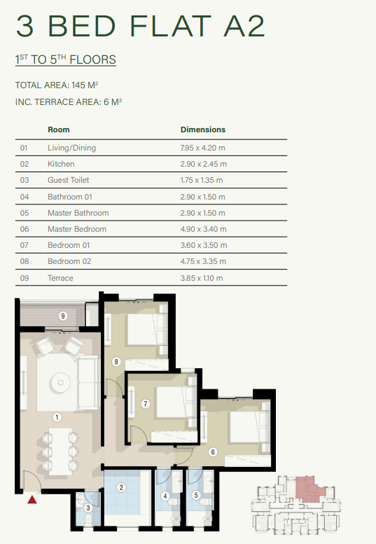 Floor plan for apartment at ZED East