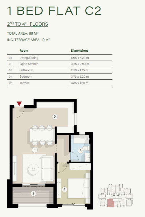 Floor plan for apartment at ZED East