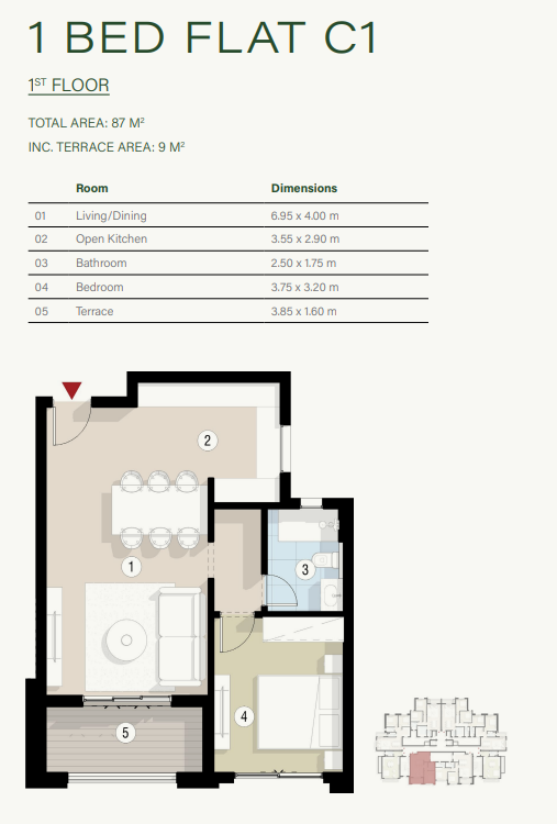 Floor plan for apartment at ZED East