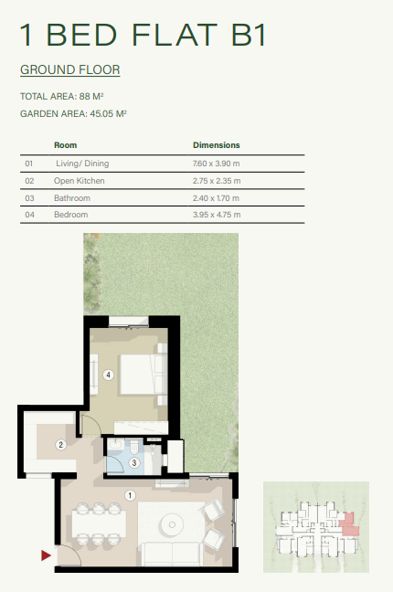 Floor plan for apartment at ZED East