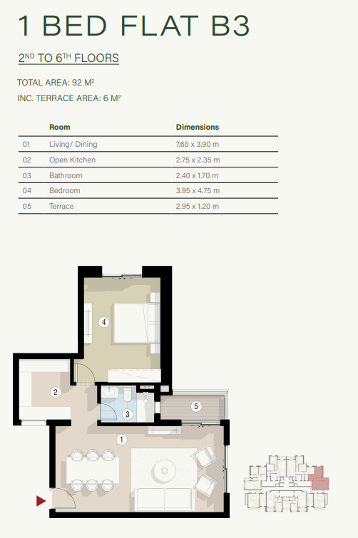 Floor plan for apartment at ZED East