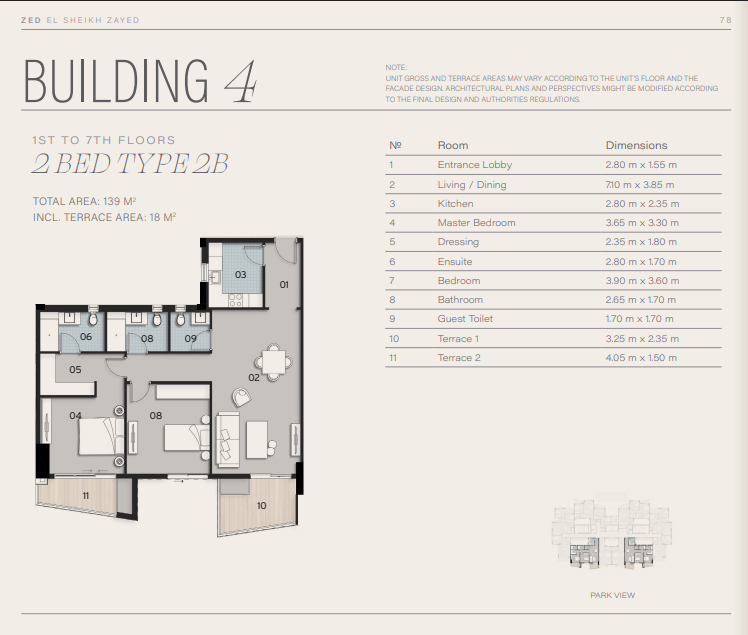 Floor plan for apartment at Park Side Residences