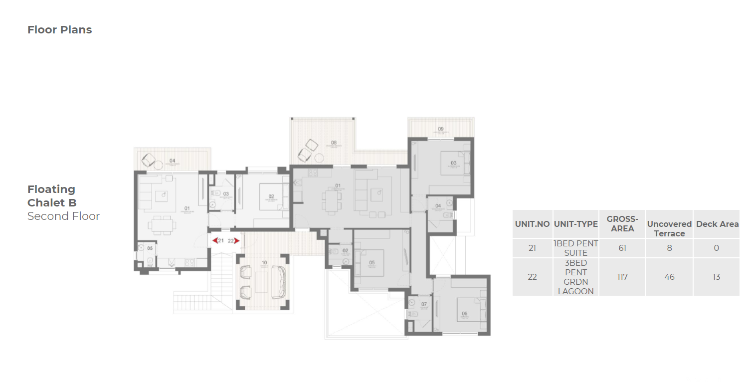 Floor plan for penthouse at Ledge-Makadi Heights