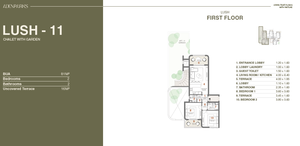 Floor plan for chalet at Aden