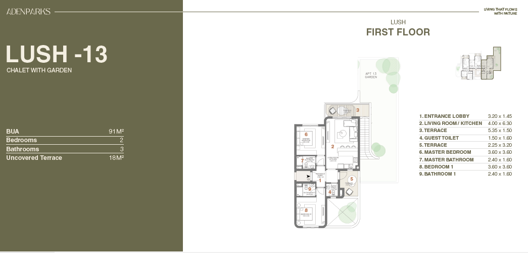 Floor plan for chalet at Aden