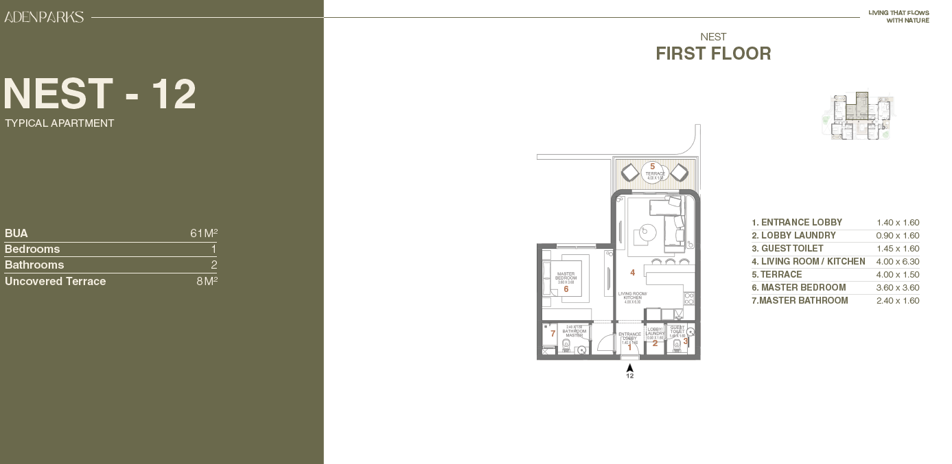 Floor plan for apartment at Aden