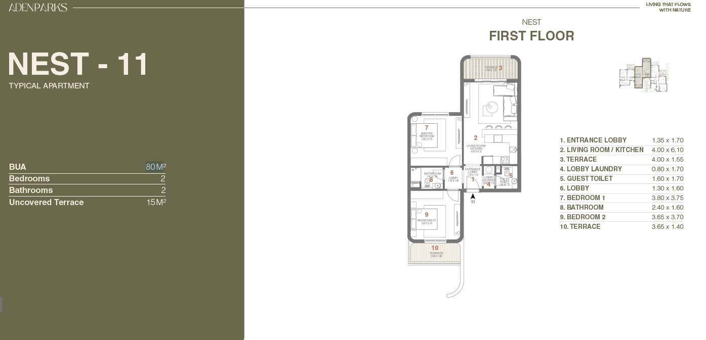 Floor plan for apartment at Aden