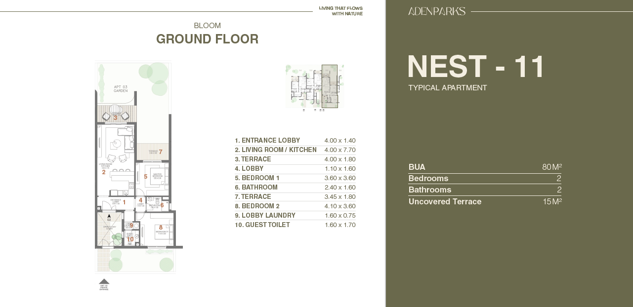 Floor plan for apartment at Aden
