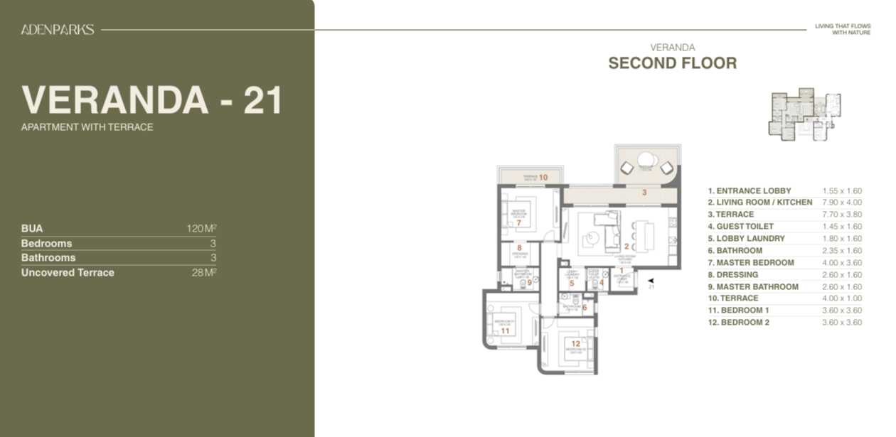 Floor plan for apartment at Aden Parks