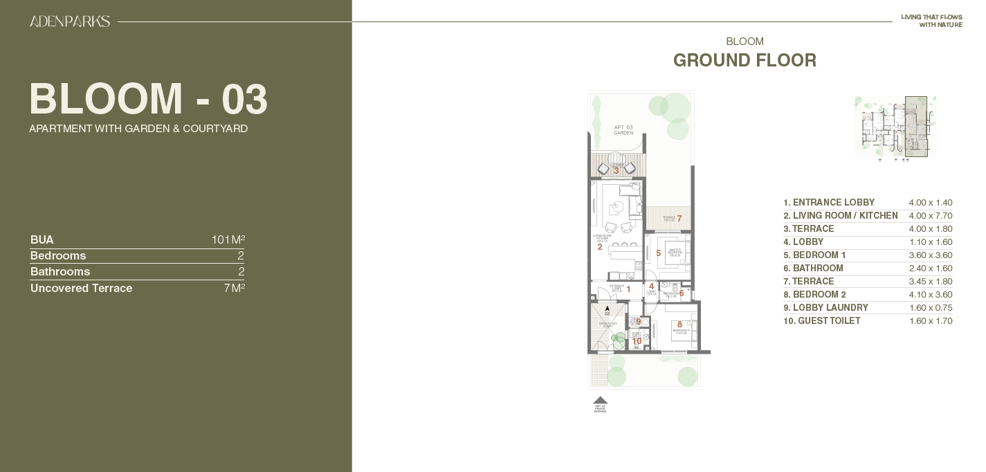 Floor plan for apartment at Aden Parks