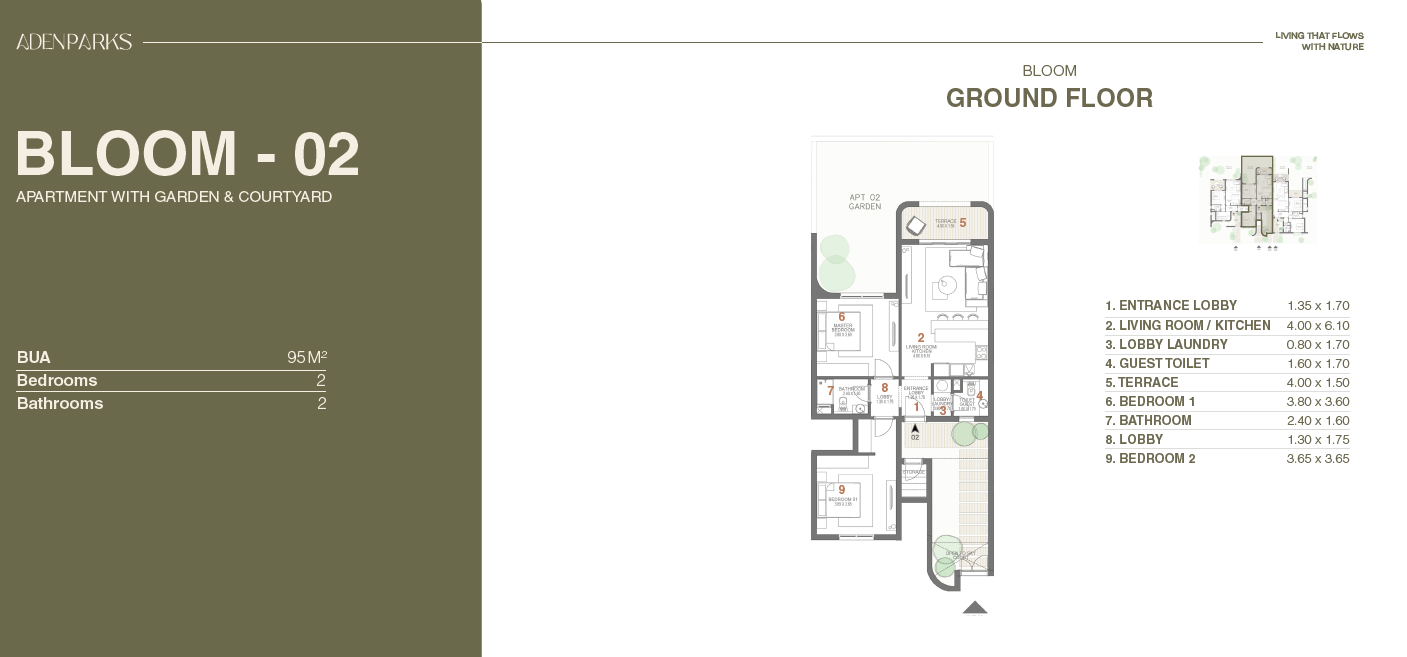 Floor plan for apartment at Aden Parks