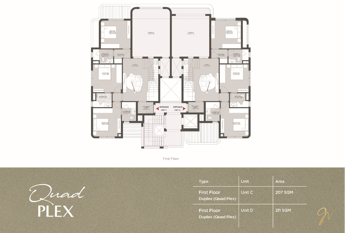 Floor plan for duplex at O West Orascom