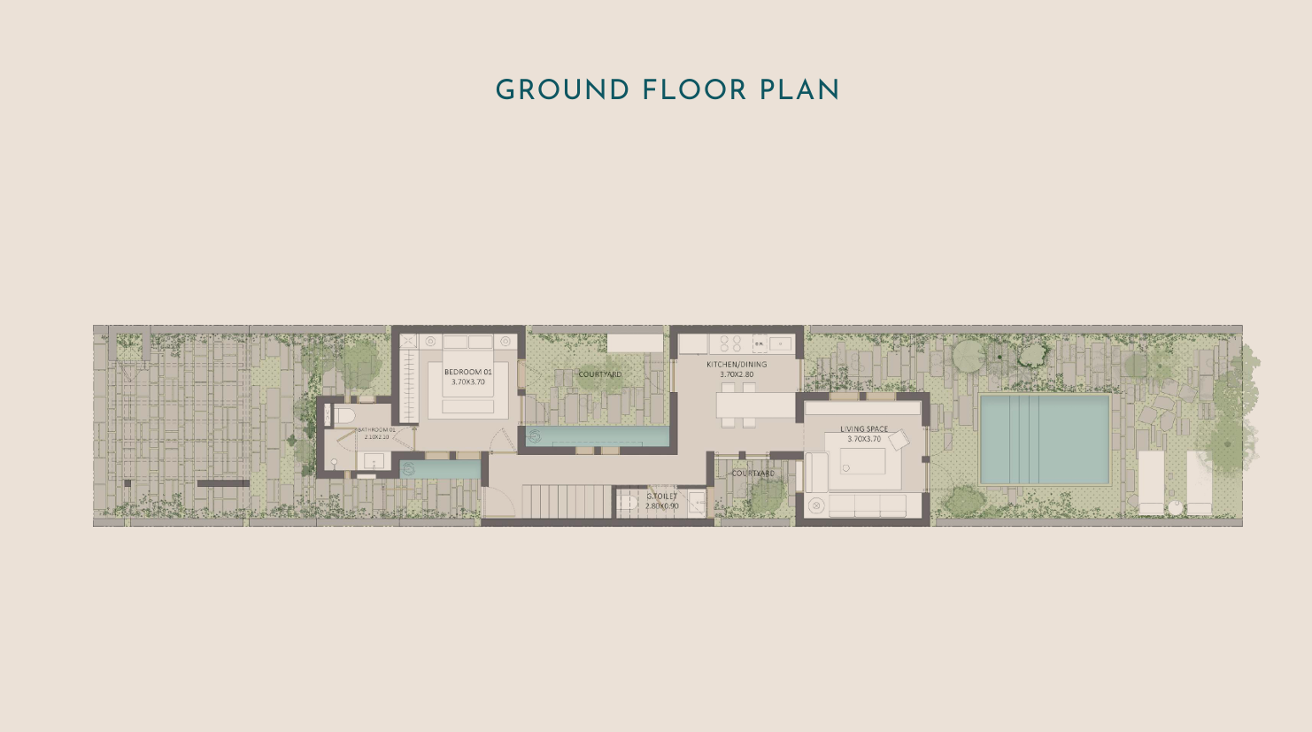 Floor plan for townhouse at Tuban El Gouna