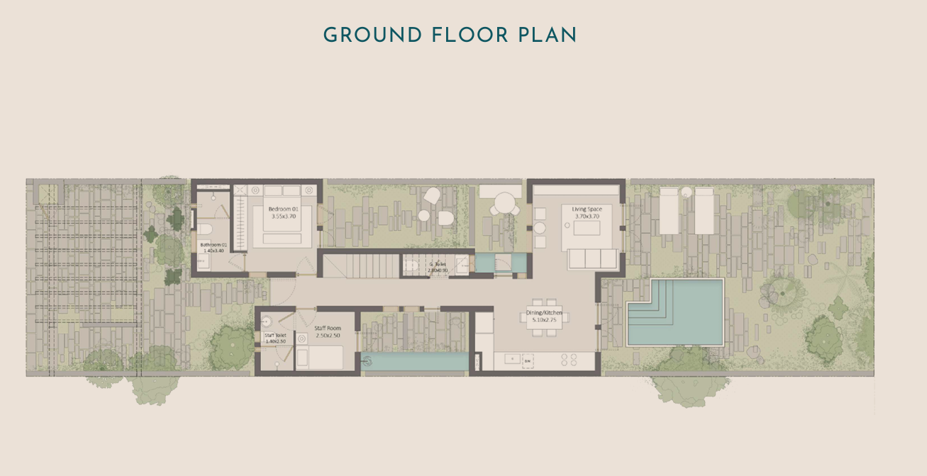 Floor plan for townhouse at Tuban El Gouna