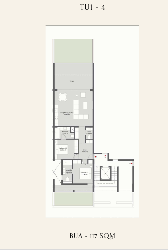 Floor plan for apartment at Tuban El Gouna