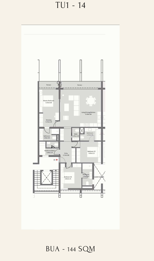 Floor plan for apartment at Tuban El Gouna