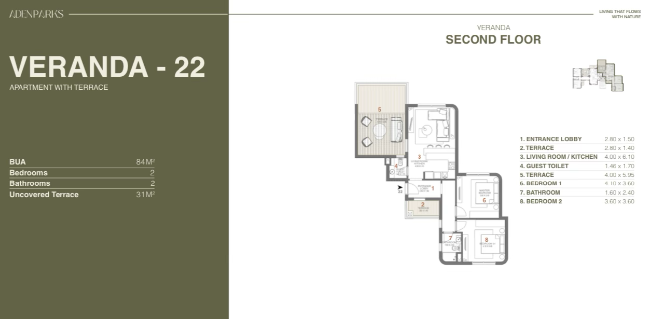 Floor plan for penthouse at Aden