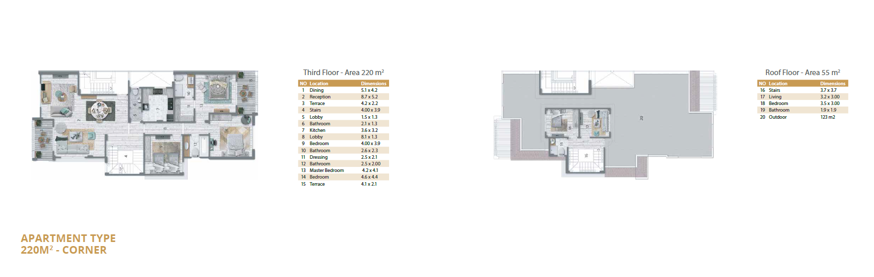 Floor plan for penthouse at Stone Residence