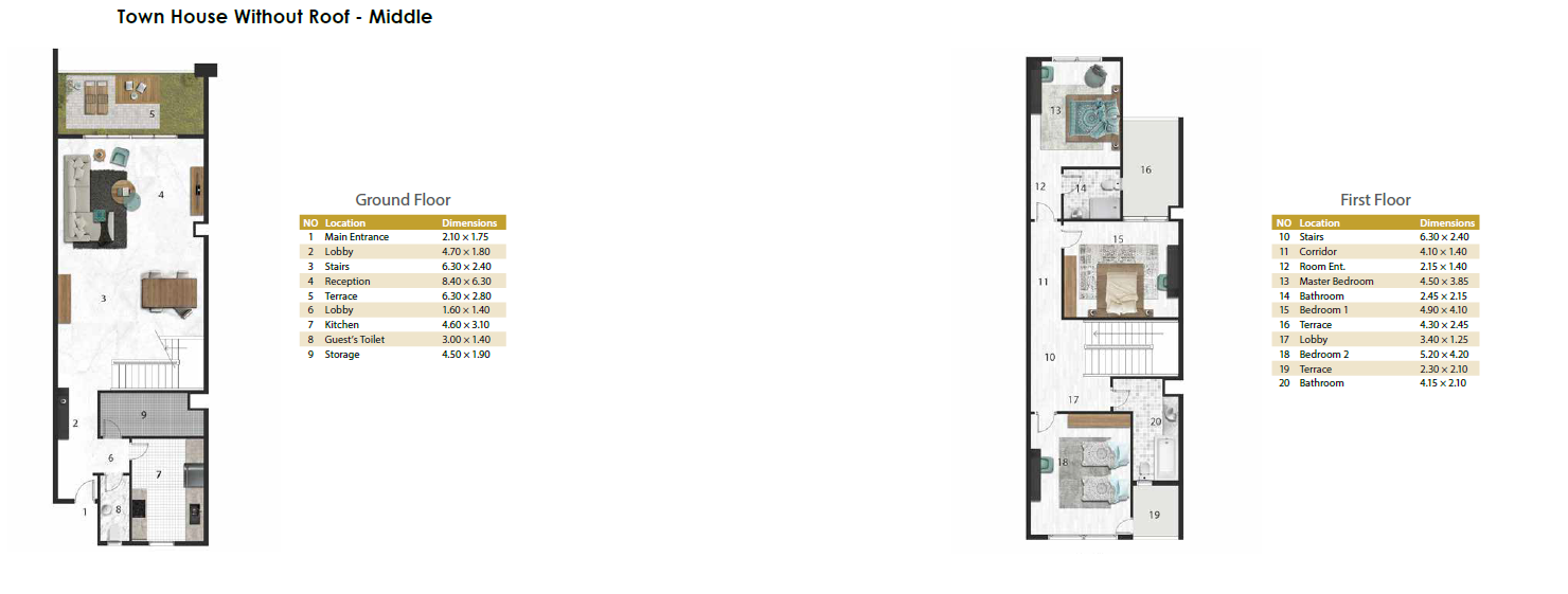 Floor plan for townhouse at Hadaba